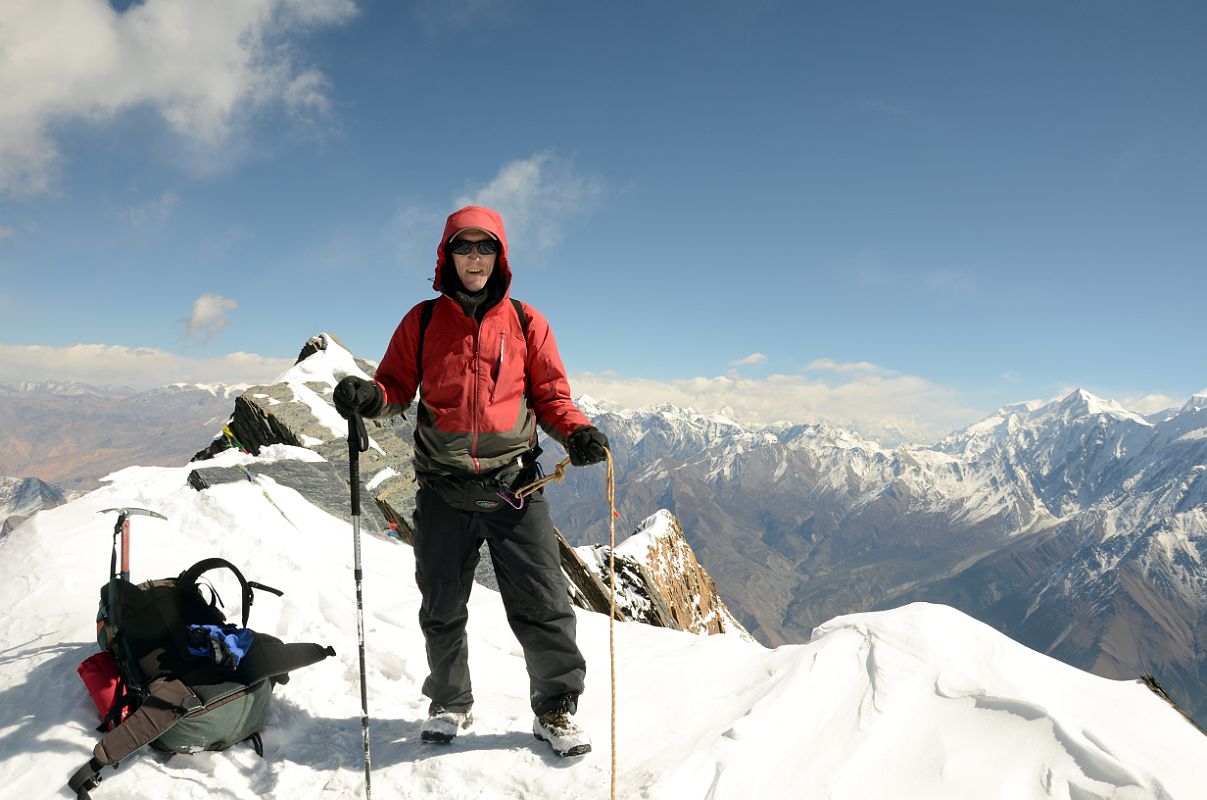 Click to enlarge -
Jerome Ryan On The Summit Of Dhampus Peak 6060m
Jerome Ryan On The Summit Of Dhampus Peak 6060m